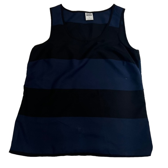 𝅺vero Moda Black/Navy Giant Stripe Tank Top Size XS - Picture 2 of 10